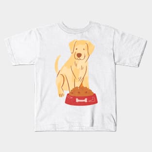 Dog is happy with the food Kids T-Shirt